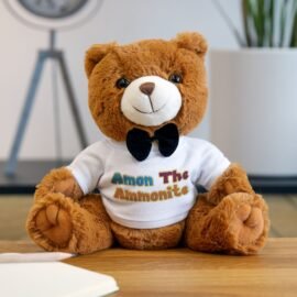 Plush Teddy Bear with Custom T-Shirt – "Amon The Ammonite" Cute Gift