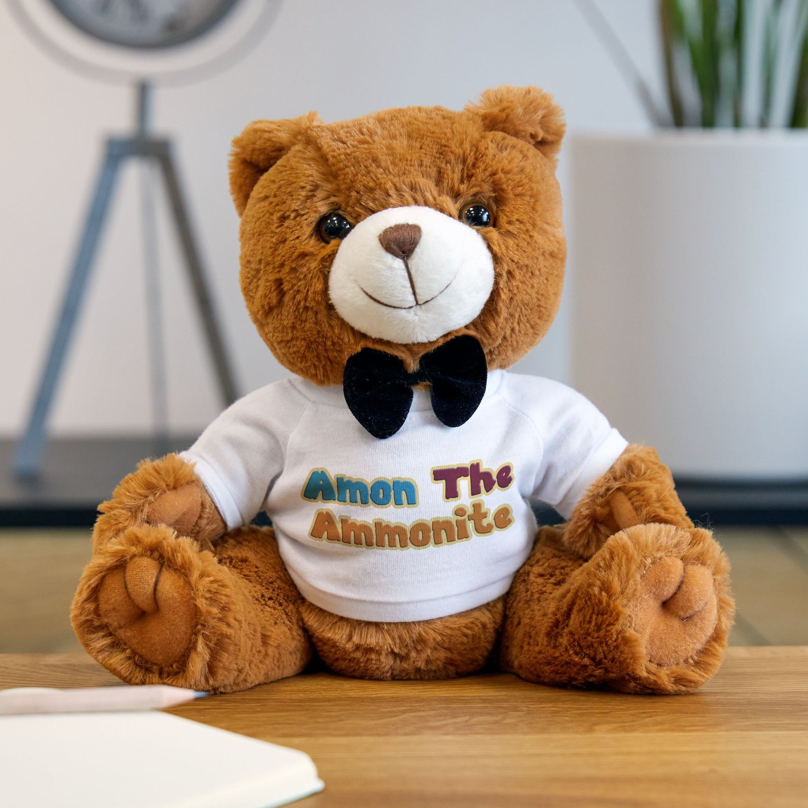 Plush Teddy Bear with Custom T-Shirt – "Amon The Ammonite" Cute Gift
