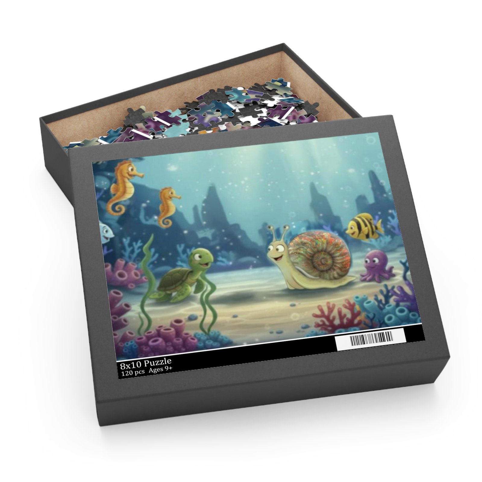 Underwater Friends Jigsaw Puzzle — Amon The Ammonite Ocean Scene (120/252/500 pcs) - Image 3