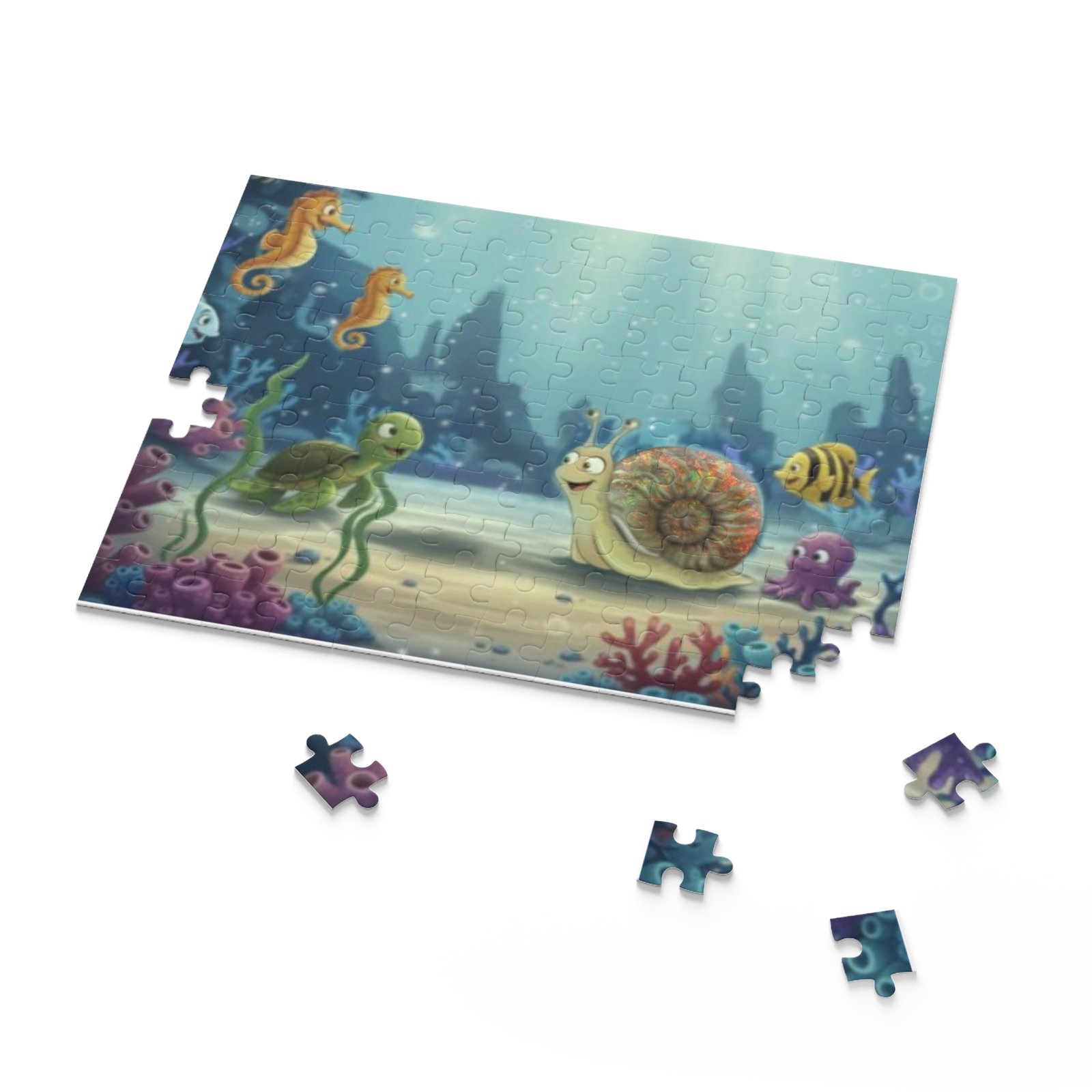 Underwater Friends Jigsaw Puzzle — Amon The Ammonite Ocean Scene (120/252/500 pcs) - Image 4