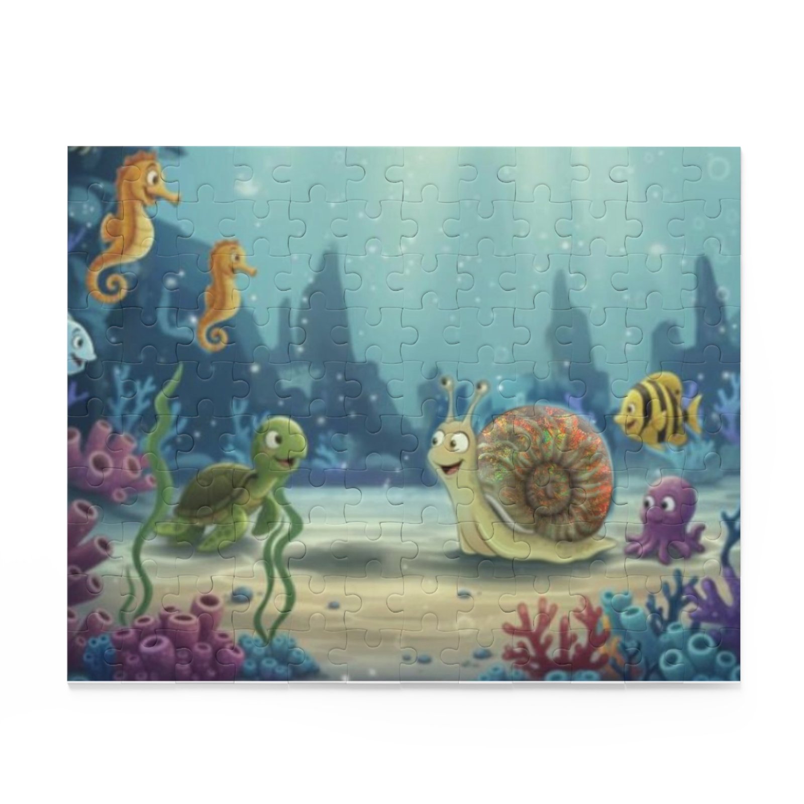 Underwater Friends Jigsaw Puzzle — Amon The Ammonite Ocean Scene (120/252/500 pcs)