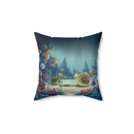 Underwater Friends Decorative Pillow — Cute Sea Turtle & Snail Ocean Throw Pillow