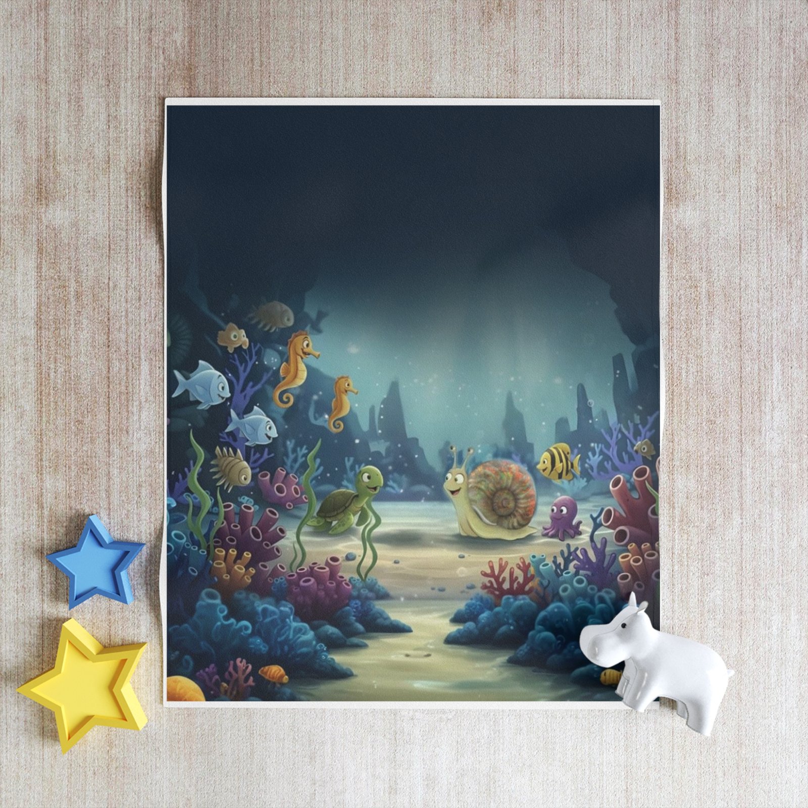 Underwater Friends Throw Blanket — Cute Ocean Sea Life Kids Blanket - Image 4